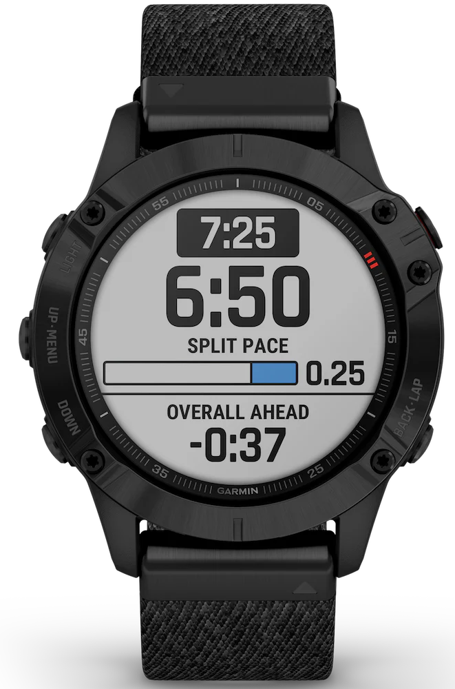 Garmin Watch Fenix 6 Sapphire Black DLC Heathered Nylon Band D - Image 5