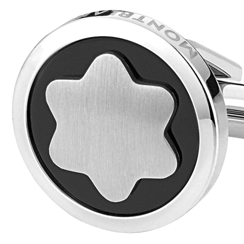 Montblanc Cufflinks Stainless Steel Onyx Star - Image 4